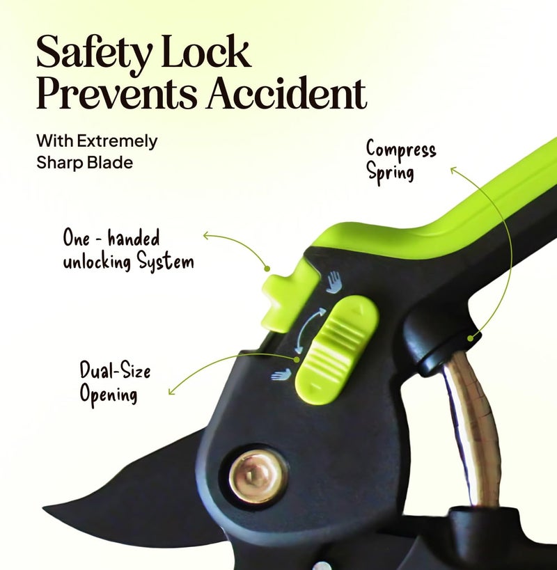 Craft911 Ultra Sharp Pruning Shears Hedge Clipper – Cuts 3X Easier, Dual-Size Opening, Weak Hand Arthritis Clippers, Rust-Resistant Pruner, Effortlessly Cuts - Image 5